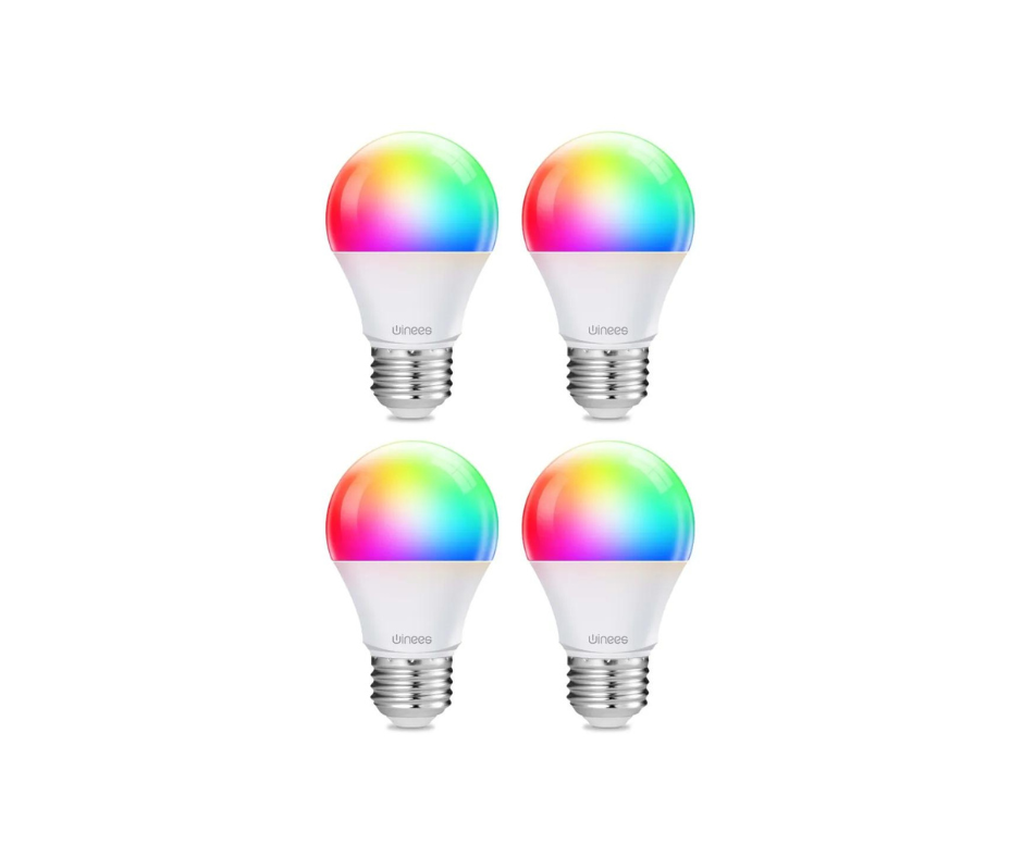 Winees A19 RGB Smart WiFi Light Bulbs - 4 Pack