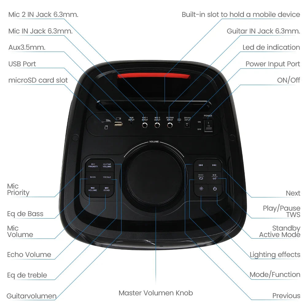 Rechargeable Dual 8" Speaker FS-L2208 | 70W Audio Power